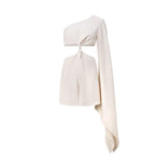 Load image into Gallery viewer, Miucca Cutout Toga Dress in White