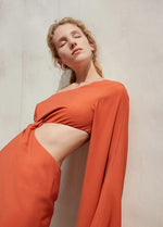 Load image into Gallery viewer, Miucca Cutout Toga Dress in Orange