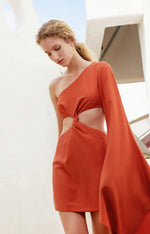 Load image into Gallery viewer, Miucca Cutout Toga Dress in Orange