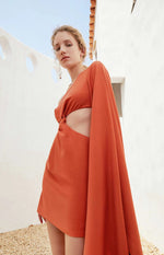 Load image into Gallery viewer, Miucca Cutout Toga Dress in Orange