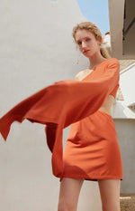 Load image into Gallery viewer, Miucca Cutout Toga Dress in Orange