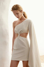Load image into Gallery viewer, Miucca Cutout Toga Dress in White