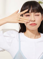 Load image into Gallery viewer, White Gold Heart Pendant Bead Ring