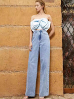 Load image into Gallery viewer, Yvei Oversized Triple Bow Bustier Top in Blue