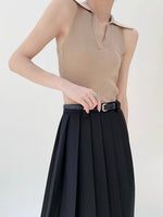 Load image into Gallery viewer, Knitted Sleeveless Polo Tank in Latte