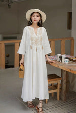Load image into Gallery viewer, Porcelain Resort Maxi Dress in White
