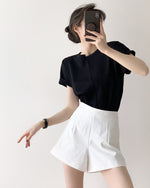 Load image into Gallery viewer, Tailored High Waist Flare Shorts - White