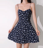 Load image into Gallery viewer, Nemesia Floral Tie Strap Mini Dress in Navy