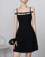 Load image into Gallery viewer, Cutout Bow Cami Mid Dress in Black