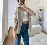 Load image into Gallery viewer, Classic Knitted Zip Sweater in Beige