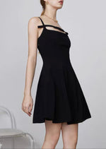 Load image into Gallery viewer, Cutout Bow Cami Mid Dress in Black