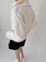 Load image into Gallery viewer, Half Zip Knitted Relaxed Sweater in Cream