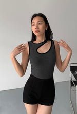 Load image into Gallery viewer, Contrast Cutout Tank Top in Grey

