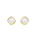 Load image into Gallery viewer, Gold Square Shell Edge Stud Earrings