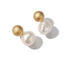 Load image into Gallery viewer, Gold Plated Round Freshwater Pearl Stud Earrings
