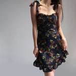 Load image into Gallery viewer, Foliage Floral Tie Strap Cami Mini Dress in Black