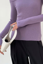 Load image into Gallery viewer, Off Shoulder Foldover Knit Top in Purple