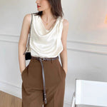 Load image into Gallery viewer, Oatlands Satin Drape Top in Champagne