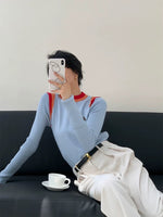 Load image into Gallery viewer, Knitted Rainbow Edge Long Sleeve Top