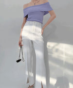 Load image into Gallery viewer, Off Shoulder Foldover Top in Purple