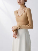 Load image into Gallery viewer, Knitted Split Hem Collar Top - Camel
