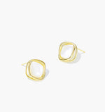 Load image into Gallery viewer, Gold Square Shell Edge Stud Earrings