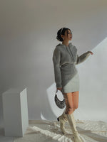 Load image into Gallery viewer, Knitted Hoodie Bodycon Dress - Grey