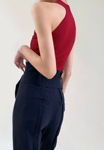 Load image into Gallery viewer, Ribbed Light Knit Halter Top in Red