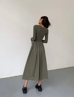 Load image into Gallery viewer, Long Sleeve Cutout Pocket Dress in Black