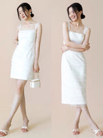 Load image into Gallery viewer, Tremiti Tulle Strap Midi Dress in White