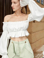 Load image into Gallery viewer, Timmi Off Shoulder Rusched Crop Top