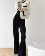 Load image into Gallery viewer, Seville Flare Leg Buckle Tailored Trousers in Black