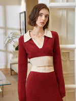 Load image into Gallery viewer, Simone Polo Knitted Top in Red
