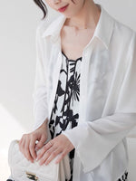Load image into Gallery viewer, Classic Flute Sleeve Sheer Shirt in White