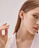 Load image into Gallery viewer, Silver Diamante Square Stud Earrings