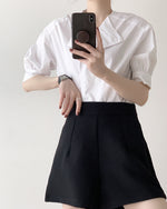 Load image into Gallery viewer, Tailored High Waist Flare Shorts - Black