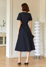 Load image into Gallery viewer, Zave Side Cutout Midi Dress in Black