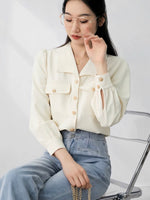 Load image into Gallery viewer, Vintage Button Blouse in Cream