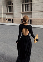 Load image into Gallery viewer, Long Sleeve Cutout Back Maxi Dress in Dew