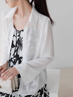 Load image into Gallery viewer, Classic Flute Sleeve Sheer Shirt in White