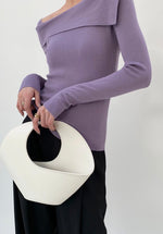 Load image into Gallery viewer, Off Shoulder Foldover Knit Top in Purple