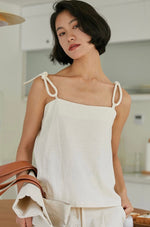 Load image into Gallery viewer, Loop Strap Knot Top in Cream