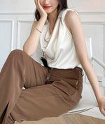 Load image into Gallery viewer, Oatlands Satin Drape Top in Champagne