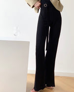 Load image into Gallery viewer, Seville Flare Leg Buckle Tailored Trousers in Black