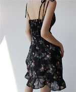 Load image into Gallery viewer, Genevieve Floral Tie Strap Cami Mini Dress in Black