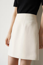 Load image into Gallery viewer, Classic Mid Waist Mini Shift Skirt in Cream
