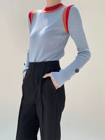 Load image into Gallery viewer, Knitted Rainbow Edge Long Sleeve Top