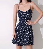 Load image into Gallery viewer, Nemesia Floral Tie Strap Mini Dress in Navy