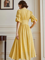 Load image into Gallery viewer, Arlette Crepe Blouson Maxi Dress in Yellow