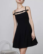 Load image into Gallery viewer, Cutout Bow Cami Mid Dress in Black